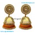 Ivory Colour - Golden Combination Silk Thread Jhumukka Earrings