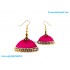 Pink Colour Silk Thread Jhumukka Earrings