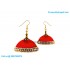 Red Colour Silk Thread Jhumukka Earrings