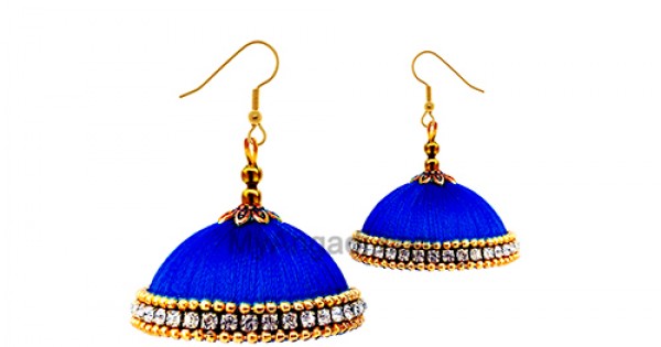 Blue thread earrings outlet