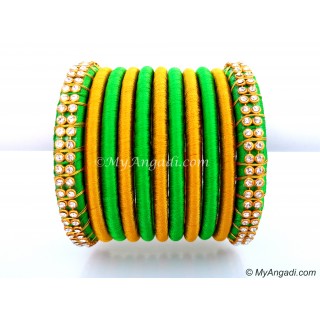 Light Green Colour Silk Thread Bangles
