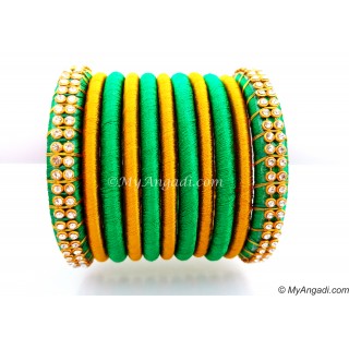 Green Colour Silk Thread Bangles