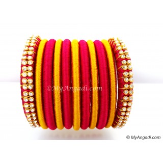 Magenta Colour Silk Thread Bangles