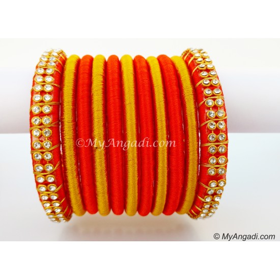 Orange Colour Silk Thread Bangles