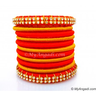 Orange Colour Silk Thread Bangles