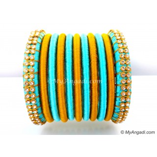 Turquoise Colour Silk Thread Bangles