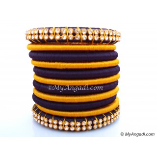 Dark Blue Colour Silk Thread Bangles