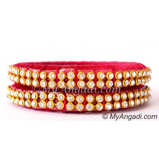 Magenta Colour Silk Thread Bangles