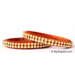 Brick Red Colour Silk Thread Bangles