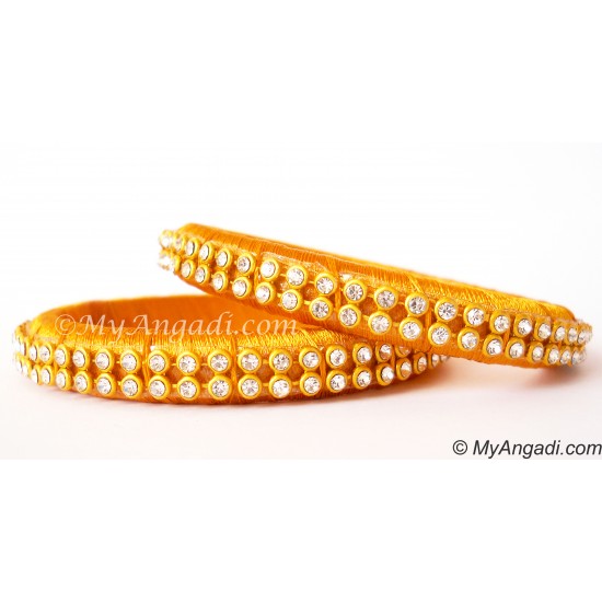 Golden Colour Silk Thread Bangles