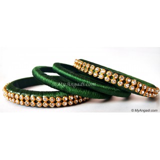 Dark Green Colour Silk Thread Bangles