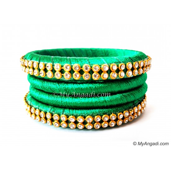 Green Colour Silk Thread Bangles