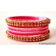 Rose Colour Silk Thread Bangles