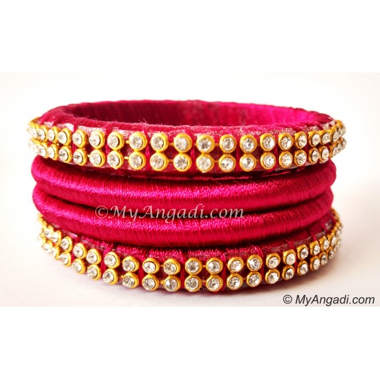 Magenta Colour Silk Thread Bangles