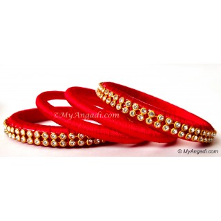 Red Colour Silk Thread Bangles