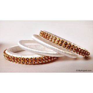 White Colour Silk Thread Bangles