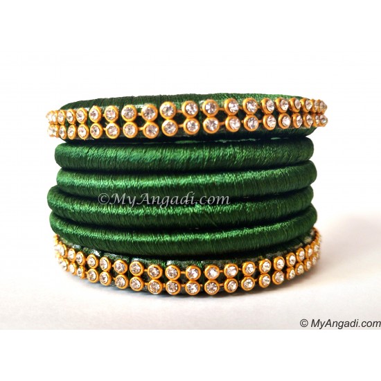 Dark Green Colour Silk Thread Bangles