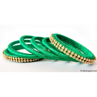 Green Colour Silk Thread Bangles