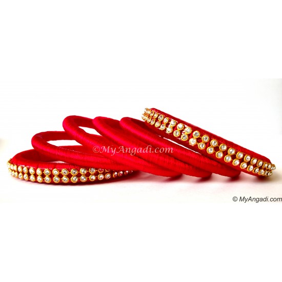 Red Colour Silk Thread Bangles