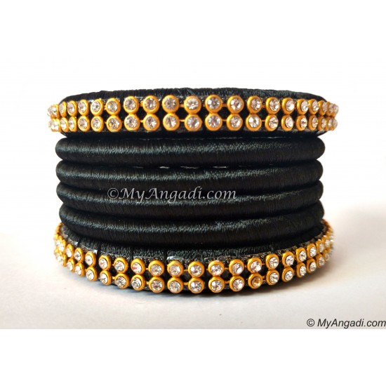 Black Colour Silk Thread Bangles