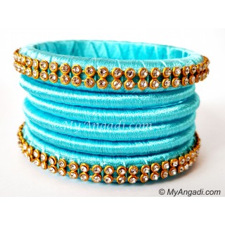 Turquoise Colour Silk Thread Bangles