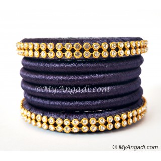 Dark Blue Colour Silk Thread Bangles