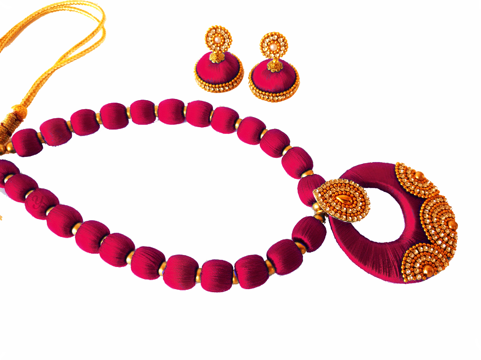 Pink silk thread jewellery deals