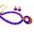 Youth Violet Silk Thread Necklace with Grand Pendant and Earrings