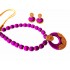 Youth Purple Silk Thread Necklace with Grand Pendant and Earrings