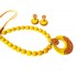 Youth Yellow Silk Thread Necklace with Grand Pendant and Earrings