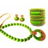 Youth Lime Green Silk Thread Necklace with Grand Pendant, Bangles and Earrings