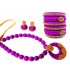 Youth Violet Silk Thread Necklace with Grand Pendant, Bangles and Earrings