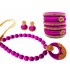 Youth Purple Silk Thread Necklace with Grand Pendant, Bangles and Earrings