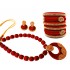 Youth Maroon Silk Thread Necklace with Grand Pendant, Bangles and Earrings