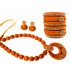 Youth Orange Silk Thread Necklace with Grand Pendant, Bangles and Earrings