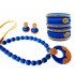 Youth Royal Blue Silk Thread Necklace with Grand Pendant, Bangles and Earrings