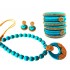 Youth Blue Silk Thread Necklace with Grand Pendant, Bangles and Earrings