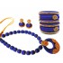 Youth Dark Blue Silk Thread Necklace with Grand Pendant, Bangles and Earrings