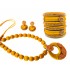 Youth Gold Silk Thread Necklace with Grand Pendant, Bangles and Earrings