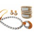 Youth White Silk Thread Necklace with Grand Pendant, Bangles and Earrings