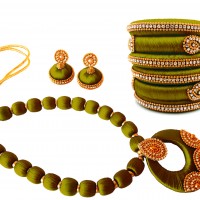 Green silk thread jewellery deals
