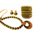 Youth Olive Green Silk Thread Necklace with Grand Pendant, Bangles and Earrings