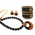 Youth Black Silk Thread Necklace with Grand Pendant, Bangles and Earrings