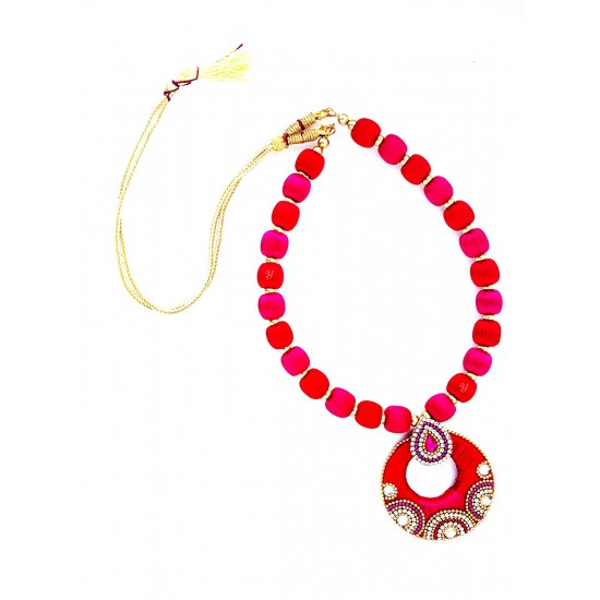 Youth Pink - Orange Silk Thread Necklace Youth Pink - Orange Silk Thread Necklace