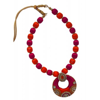 Youth Pink - Red Silk Thread Necklace