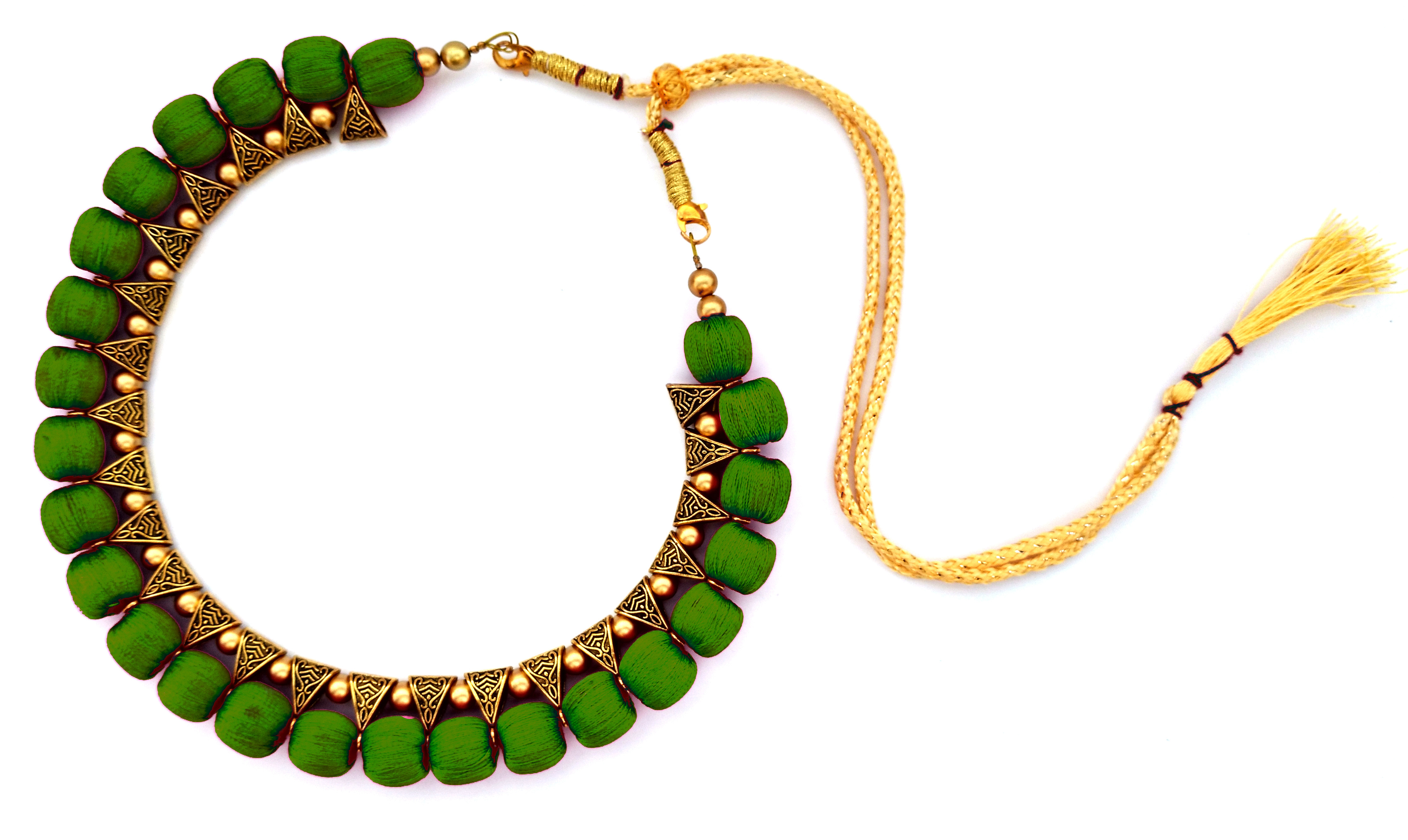 Green thread sales necklace