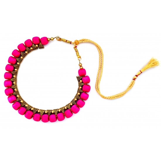 Youth Pink Silk Thread Necklace