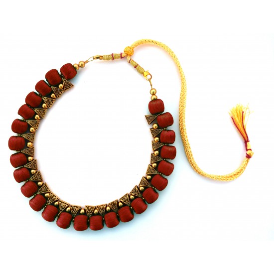 Youth Maroon Silk Thread Necklace