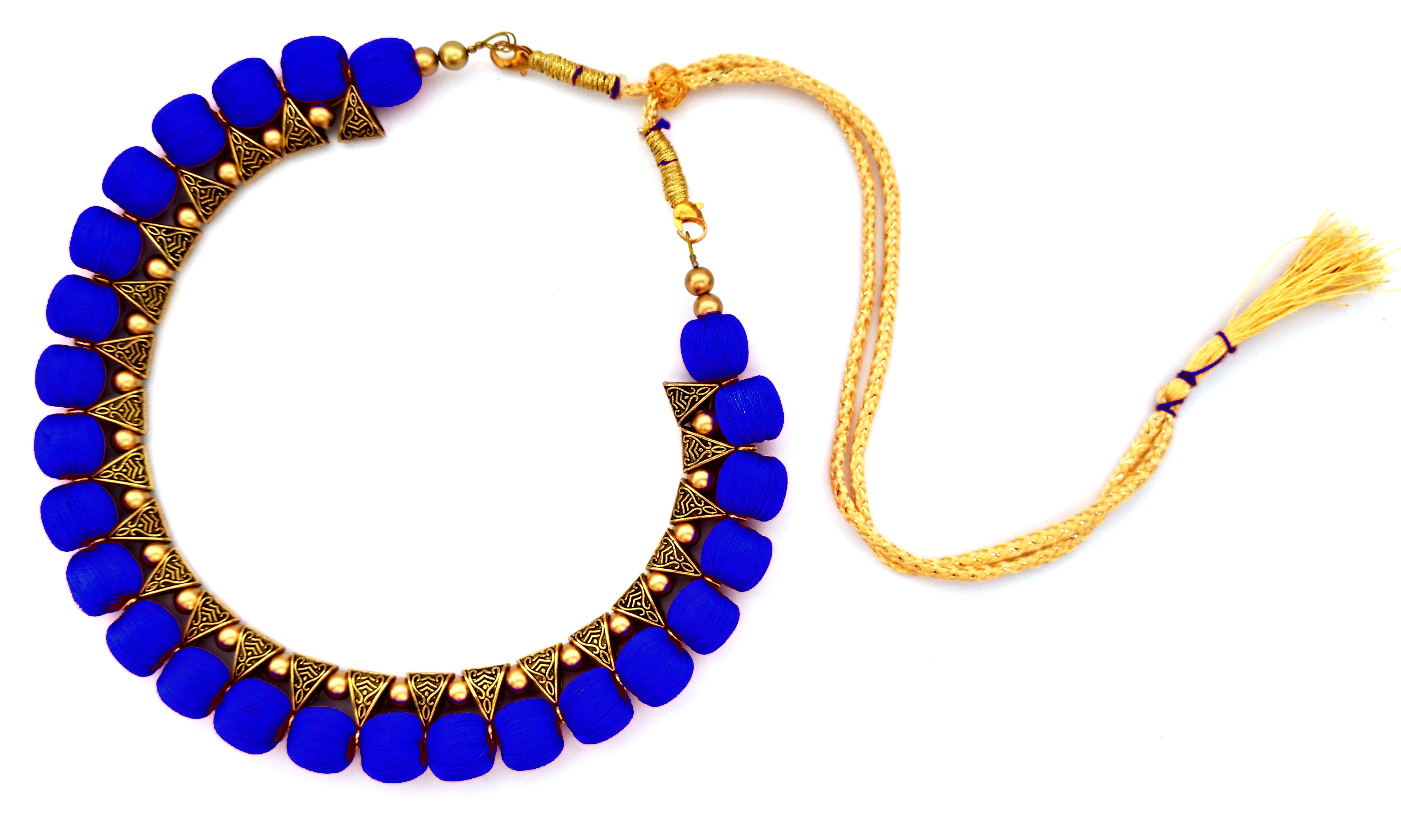 Blue shop thread necklace