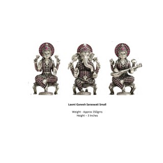Ganesha, Lakshmi, Saraswathi Silver Idol
